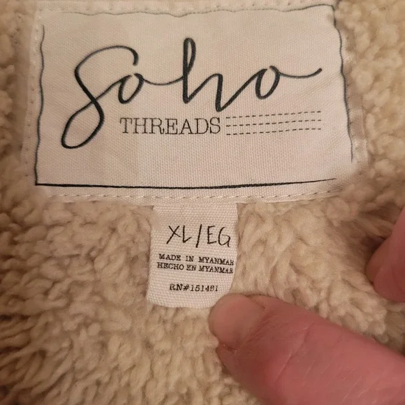 SOHO Thread Shacket‎ Multi Plaid Flannel Fleece Sherpa Lined Button Front XL - Picture 13 of 16